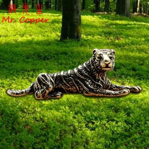 Vintage Brass Tiger King Statue Paperweight Ornaments Copper Animal Tiger MIniatures Figurines Desk Decorations Home Decor Gift