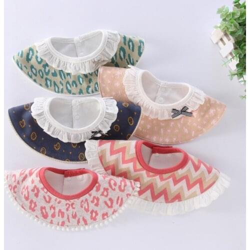 360 rotating round bib lace lace baby saliva towel double female baby princess bib rice pocket