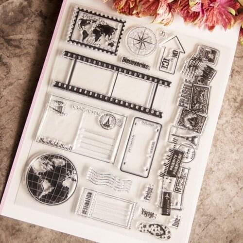 WYSE Vintage World Travel Earth Map Clear Stamps Craft Transparent Silicne Stamp Seal for DIY Scrapbooking Card Making Craft