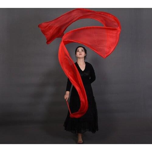 Women Belly Dance Streamer 3pcs/Lot Long Veil With Rod Flower Dance Streamer 400cm Length Customized Color