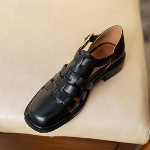 SKLFGXZY New Summer Women Sandals Genuine Leather Beach Leisure Shoes Roman Sandals 100% Cowhide