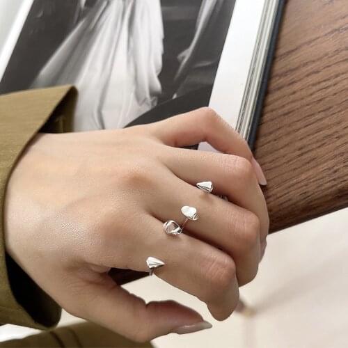 Amaiyllis S925 Sterling Silver Simple Open Ring Fashion Irregular Women Temperament Ring Jewelry