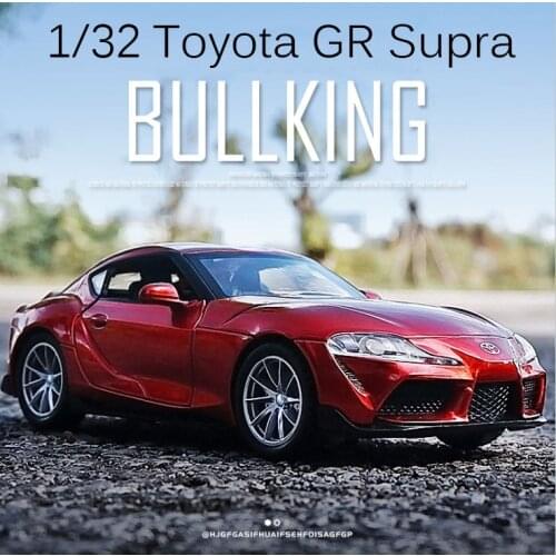 1/32 Toyota Bull King GR Supra Sports Car Alloy Die Cast Model Toy Simulation With Sound Light Pull Back Children For Gifts