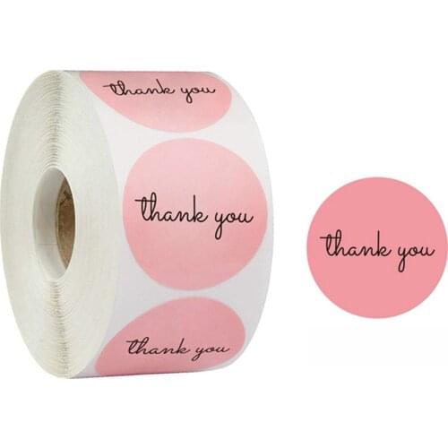 100-500pcs Pink Thank You Sticker For gift Diary Envelope Seal Label DIY Sticker Cute Round Wedding Stickers Stationery Supplies