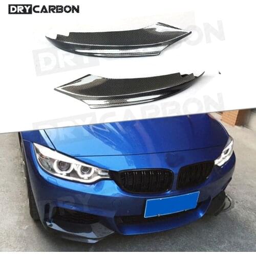 2Pcs Carbon Fiber Front Bumper Lip Spoiler Splitters for BMW 4 Series F32 F33 F36 M Sport Gran Coupe Convertible 2013 - 2017 FRP
