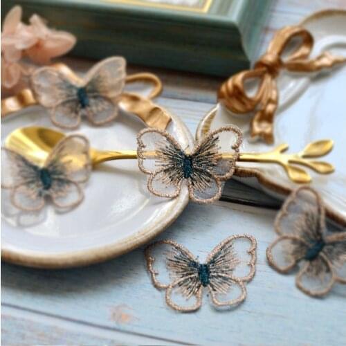 5 Pieces/lot 9 Colors Gold Thread Embroidery Butterfly Patch Sewing On Patch Embroidered Patches For Garment Clothing Cheongsam
