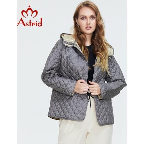 Astrid 2021 New Womens Spring Autumn Quilted Jacket Hooded Zipper Pocket Warm Solid Lattice Coat Women Parkas Outerwear ZM-8741