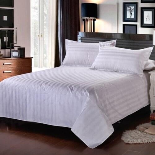 White Satin Stripe hotel bed sheet