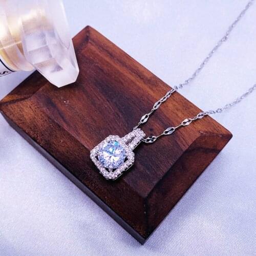 316L Stainless Steel Simple Zircon Square Geometry Pendant Charms Chain Choker Necklace For Women Fashion Fine Jewelry SAN686