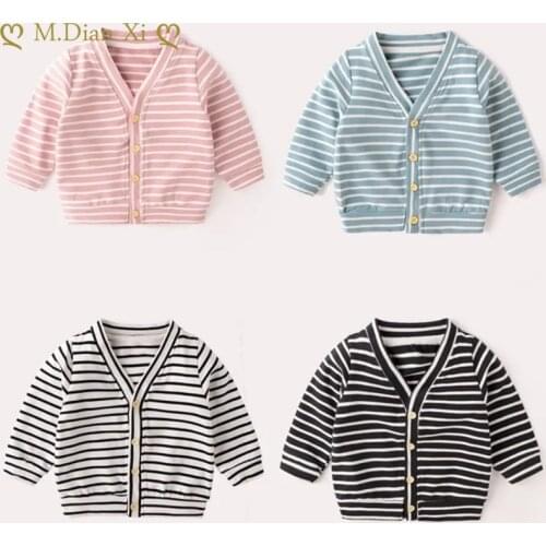 Spring and Autumn Baby Striped Cardigan Sweater Cute Childrens Clothing Boys Girls Sweaters Kids Kids Boys Clothes