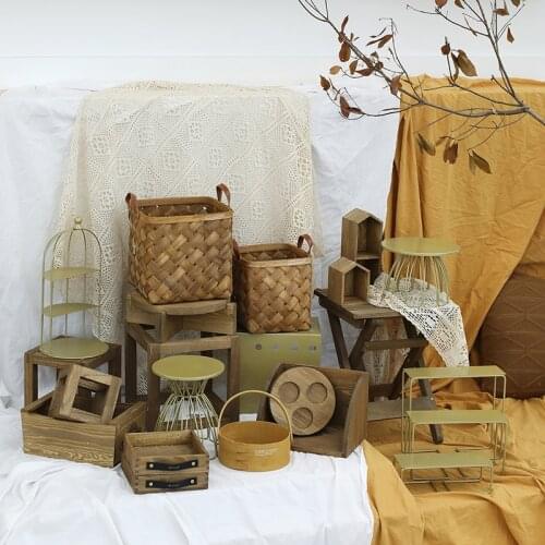SWEETGO Wood Storage Racks Gold Cake Stand 1piece Forest Sytle Basket Tableware Home Decoration Party Supplier