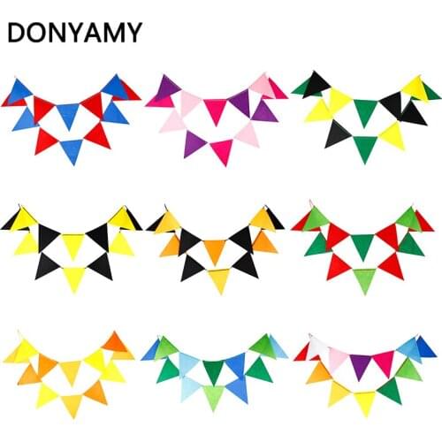 DONYAMY One Set 12 Flags 9 Dark Colorful Birthday Party Banner