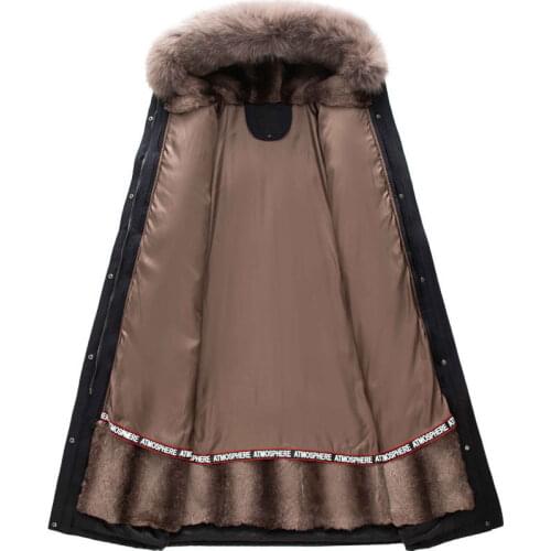 2020 NEW plus size raccoon Fur collar Liner Detachable natural Fur Coat winter jacket X-Long Women Mink Fur liner hooded parkas