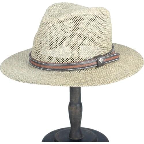 Summer Mesh Raffia Straw Women Men Travel Beach Sun Hat Elegant Lady Fedora Wide Brim Panama Sunbonnet Sunhat Size 56-58CM