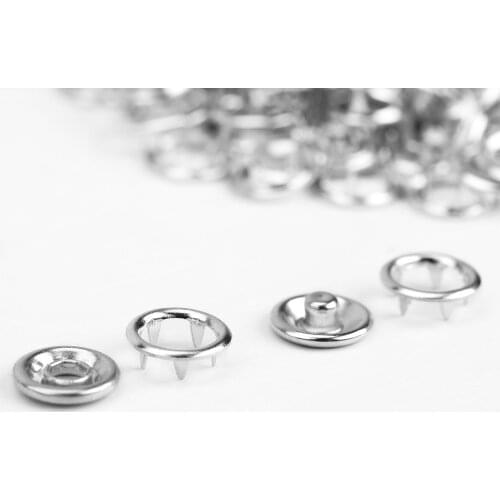 Hot 100 x push button 9.5 mm press eyelets with 5 claws 3.5 mm silver