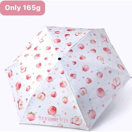 Mini Fruit Peach Umbrellas Sunscreen Waterproof Sunny Rainy Folding Travel Uv Protection Lightweight Outdoor For Girls Ins 2021