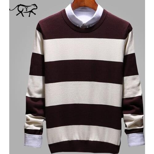 Fashion Stripe Sweaters Men O Neck Pullover Men Long Sleeve Mens Sweater Casual Male 2018 New Brand Cashmere Knitwear Pull 3XL