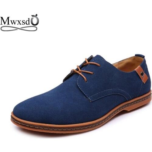 Mwxsd brand 2019 new causal men leather shoes England Trend Suede Oxford Leather Dress Shoes Men Flats zapatos de hombre 47 48