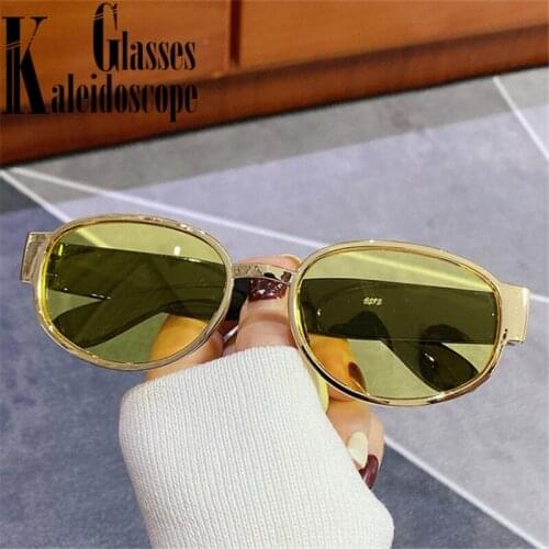 Retro Oval Sunglasses Men Women Trend Small Vintage Sun Glasses Male Female Yellow Red Eyewear Summer Style Goggles Shades UV400