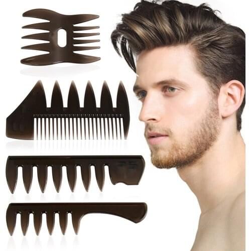 1PC Durable PP Plastoc Wide Teeth Combs Hair Brush Fork Comb Barber Shop Beard Hairdressing Styling Salon Men Beauty Tools