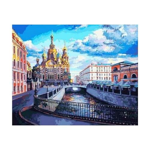 Church of the Savior on the Blood Painting By Numbers landscape Coloring By Numbers On Canvas Painting Home Decor