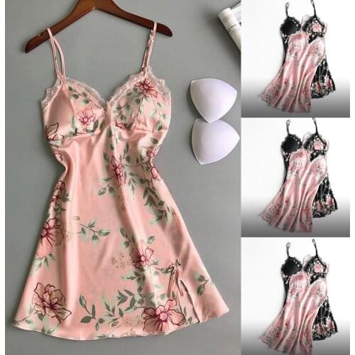 Sexy Lingerie Babydoll Underwear Night Dress Satin Silk Pajamas Women Satin Silk Lace Robe Dress Nightgown Sleepwear