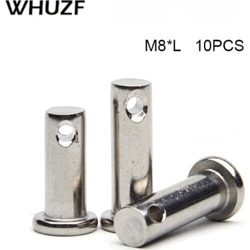 10pcs M8 M10 M12 Clevis Pins With Head 304 Stainless Steel Shaft Flat And Hole Positioning Pin Cylindrical Bolts