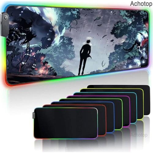 Solo Leveling Gaming Mouse Pad Computer Mousepad RGB Large Pad Gamer XXL Mouse Carpet Big MousePad PC Desk Play Mat with Backlit