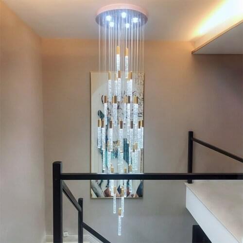 Modern chandelier crystals villadom living room pendant lights stair light decoracion hogar moderno suspension luminaire nordic