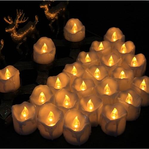 24pcs Led Electric Candle Tealight Flicker Flashing Flameless Pillar Romance Tea Light Christmas Halloween Wedding Decoration