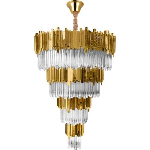 LED Postmodern Crystal Gold Silver 1-4 Tier Designer Suspension Luminaire LampenPendant Lamp.Pendant light For Staircase Foyer