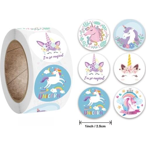 50-500pcs Unicorn Sticker Reward Cute Animals Sticker for Kids Classic Toy Decor School Teacher Supplies Encouragement Sticker