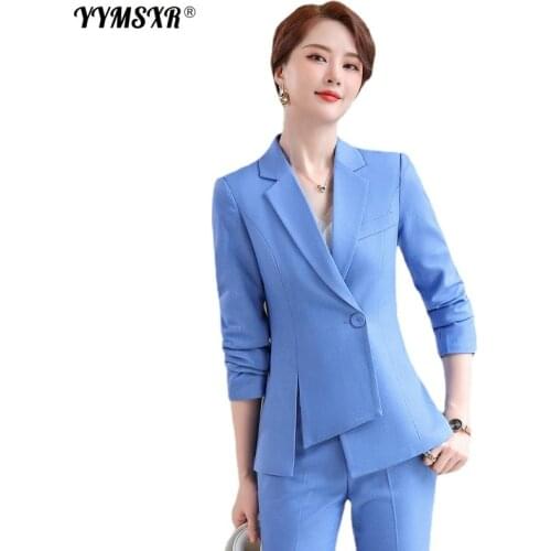 High Quality Womens Elegant Office Suit Two-piece Autumn and Winter Female Long-sleeved Professional Jacket Professional Wear