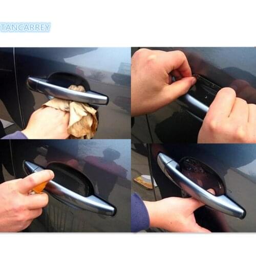 4Pcs/LOT Car Handle Protection Film Car sticker for kia sportage 3 nissan x-trail t31 bmw x5 e53 ix35 kia rio 4 cruze touareg