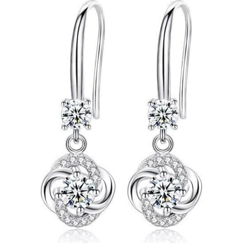 Solid Real 925 Sterling Silver Jewelry Created Stud Earrings For Women Gifts Fine Jewelry