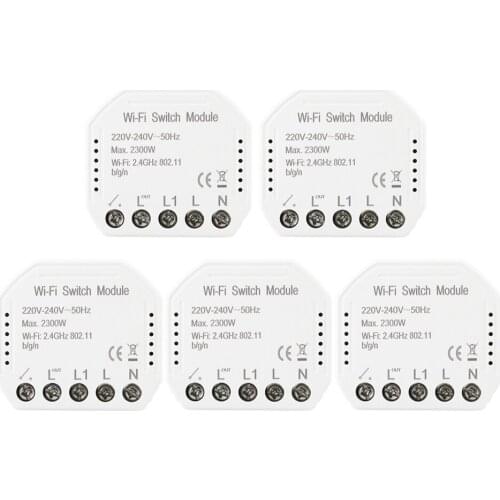 1/2/3/5pcs Wifi Intelligent Light Switch DIY Breaker Automation Module APP Remote Control Works with Alexa Google Home