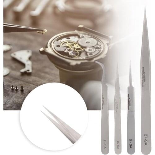 Professional Stainless Steel Antimagnetic Acid-proof Design Tweezers High Hardness Watch Repairs Accessory Tool for Watchmaker