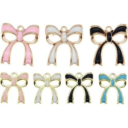 10pcs/lot 18*20mm Cute Bow Enamel 13*15mm Pendant Charms Kawaii Necklace Bracelet Earring Small DIY Jewelry Findings XL1139