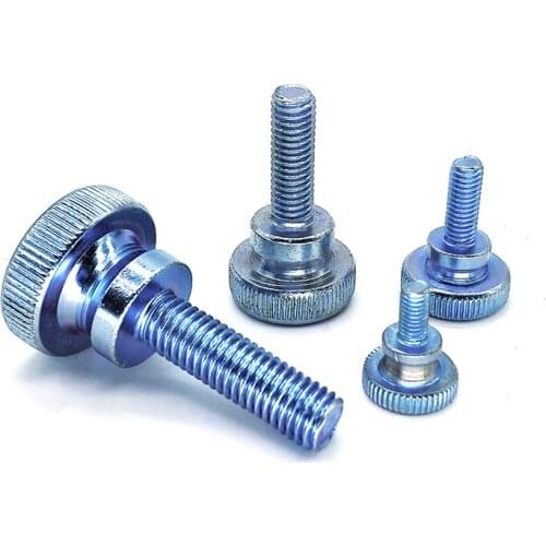 10pcs M6 knob step screws hand twist bolts flat head rotating screw rotated knurled whirling bolt zinc plating 8mm-50mm long