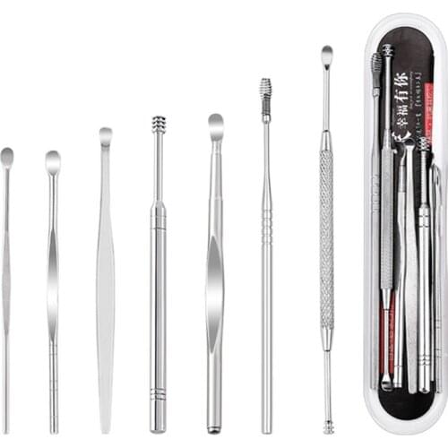 5/6/7/8PC/Set Ear Wax Pickers Stainless Steel Earpick Wax Remover Curette Ear Pick Cleaner Ear Cleaner Spoon Care Ear Clean Tool