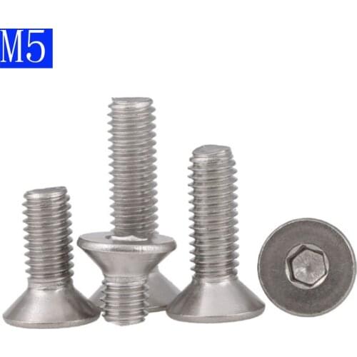 5mm M5 x 0.8 304 Stainless Steel FLAT HEAD Socket Screws Bolt Countersunk DIN 7991 Hex Socket screw A2 - 70