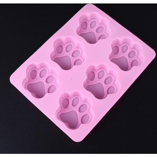 6-Cats Paw Silicone Ice Cube Chocolate Cake Cookie Cupcake Soap Molds Mould