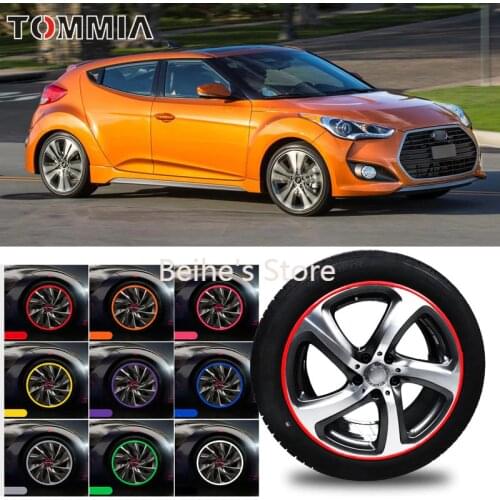 8M Car Wheel Hub Rim Edge Protector Ring Tire Strip Guard Rubber Decals For Hyundai Veloster