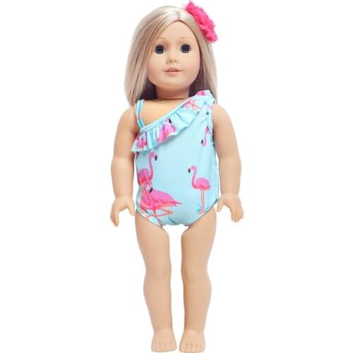 1 Set Handmade Doll Swimsuit Outfit + Fashion Headwear Bathing Beach Swimming Accessories Clothes for 18 Inch 45 Cm Girl Doll