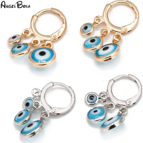 Angel bola Wholesale Luxury Muslim Middle East Africa Lucky Eye Drops Oil Earrings for Women Jewelry Gifts
