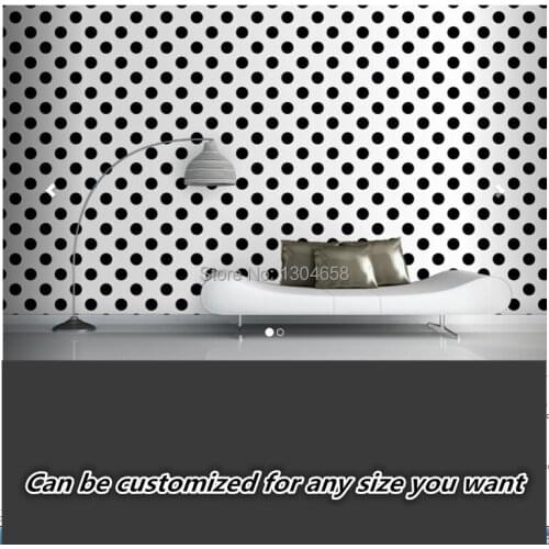 Free shipping custom 3D large murals bedroom corridor background wallpaper Black Polka Dots Wallpaper Mural