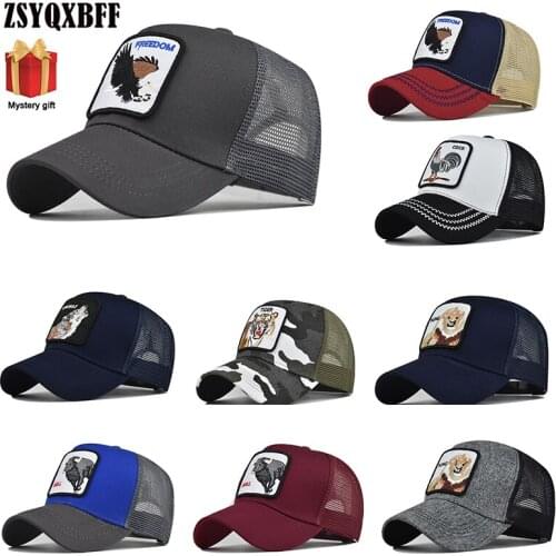 Animal Baseball Cap Mesh Embroidered Men Women Snapback Hip Hop Cap Summer Breathable Mesh Sun Cartoon Unisex Streetwear