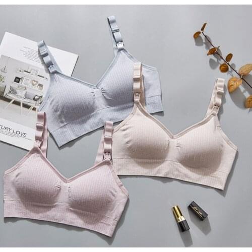 New Summer Womens Soft Nursing Bra Breathable Maternity Seamless Pregnancy No Wire Breastfeeding Gathered Lingerie For Mom