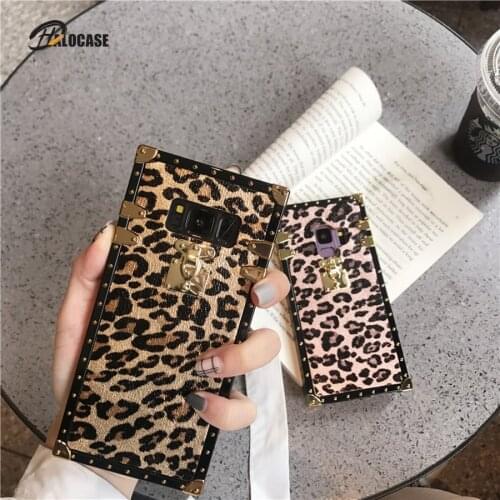Phone Case For iPhone11 Pro MAX X XR XS MAX 6 6S 8 7 Plus Square Leopardprint Cover for Samsung S8 S9 S10 plus Note 8 9 10 PRO