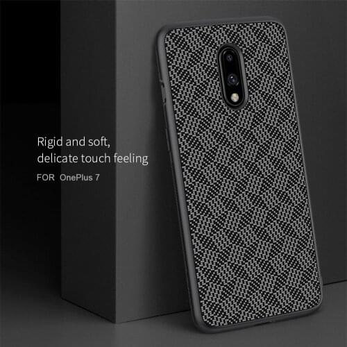 Genuine Nillkin Synthetic Fiber Plaid Cover Silicone TPU Soft Protective Case Shell Simple For OnePlus 7T Pro 1+7T Pro Phones